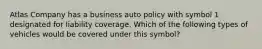 Atlas Company has a business auto policy with symbol 1 designated for liability coverage. Which of the following types of vehicles would be covered under this symbol?