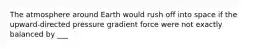 The atmosphere around Earth would rush off into space if the upward-directed pressure gradient force were not exactly balanced by ___