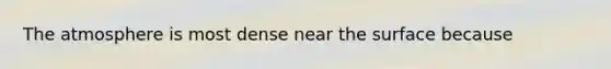 The atmosphere is most dense near the surface because