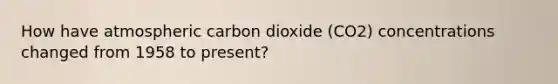 How have atmospheric carbon dioxide (CO2) concentrations changed from 1958 to present?