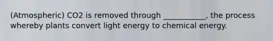 (Atmospheric) CO2 is removed through ___________, the process whereby plants convert light energy to chemical energy.