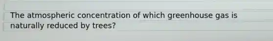 The atmospheric concentration of which greenhouse gas is naturally reduced by trees?