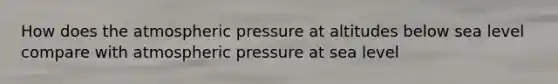 How does the atmospheric pressure at altitudes below sea level compare with atmospheric pressure at sea level