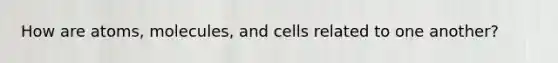 How are atoms, molecules, and cells related to one another?