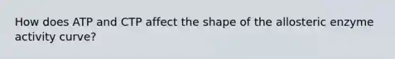 How does ATP and CTP affect the shape of the allosteric enzyme activity curve?