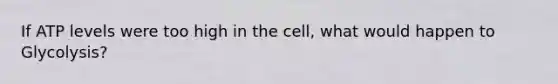 If ATP levels were too high in the cell, what would happen to Glycolysis?