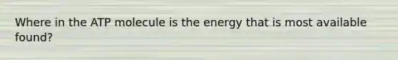 Where in the ATP molecule is the energy that is most available found?