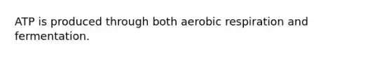 ATP is produced through both aerobic respiration and fermentation.