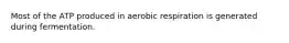 Most of the ATP produced in aerobic respiration is generated during fermentation.