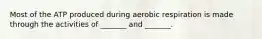 Most of the ATP produced during aerobic respiration is made through the activities of _______ and _______.