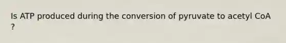 Is ATP produced during the conversion of pyruvate to acetyl CoA ?