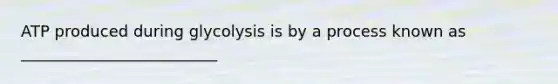 ATP produced during glycolysis is by a process known as _________________________