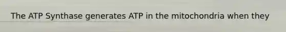 The ATP Synthase generates ATP in the mitochondria when they