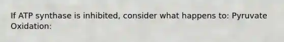 If ATP synthase is inhibited, consider what happens to: Pyruvate Oxidation: