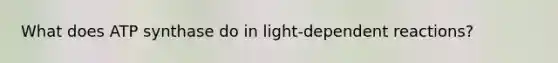 What does ATP synthase do in light-dependent reactions?