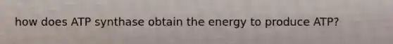 how does ATP synthase obtain the energy to produce ATP?