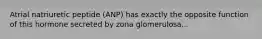 Atrial natriuretic peptide (ANP) has exactly the opposite function of this hormone secreted by zona glomerulosa...