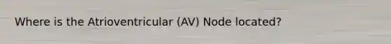 Where is the Atrioventricular (AV) Node located?