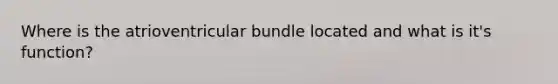 Where is the atrioventricular bundle located and what is it's function?