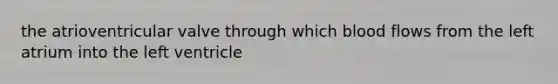 the atrioventricular valve through which blood flows from the left atrium into the left ventricle