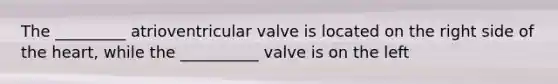 The _________ atrioventricular valve is located on the right side of the heart, while the __________ valve is on the left