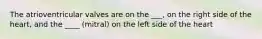 The atrioventricular valves are on the ___, on the right side of the heart, and the ____ (mitral) on the left side of the heart