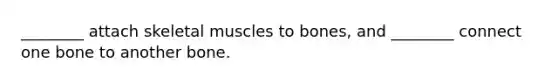 ________ attach skeletal muscles to bones, and ________ connect one bone to another bone.