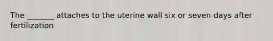 The _______ attaches to the uterine wall six or seven days after fertilization