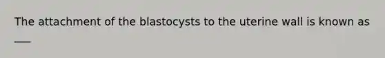 The attachment of the blastocysts to the uterine wall is known as ___