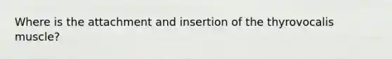 Where is the attachment and insertion of the thyrovocalis muscle?