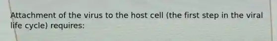 Attachment of the virus to the host cell (the first step in the viral life cycle) requires: