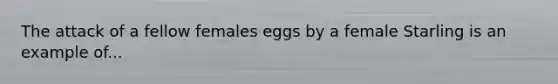 The attack of a fellow females eggs by a female Starling is an example of​...