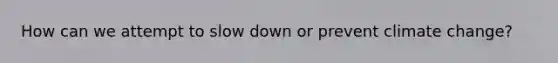 How can we attempt to slow down or prevent climate change?