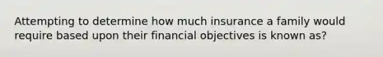 Attempting to determine how much insurance a family would require based upon their financial objectives is known as?