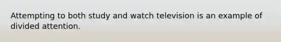 Attempting to both study and watch television is an example of divided attention.