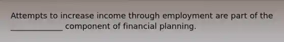 Attempts to increase income through employment are part of the _____________ component of financial planning.