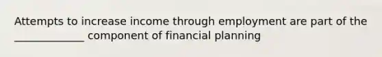 Attempts to increase income through employment are part of the _____________ component of financial planning