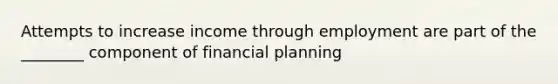 Attempts to increase income through employment are part of the ________ component of financial planning