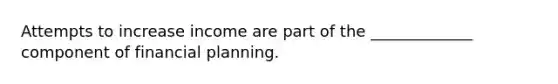 Attempts to increase income are part of the _____________ component of financial planning.