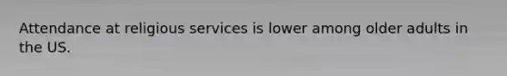 Attendance at religious services is lower among older adults in the US.