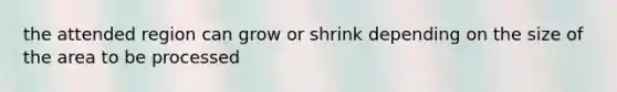 the attended region can grow or shrink depending on the size of the area to be processed