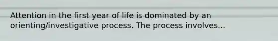 Attention in the first year of life is dominated by an orienting/investigative process. The process involves...