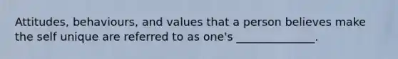 Attitudes, behaviours, and values that a person believes make the self unique are referred to as one's ______________.