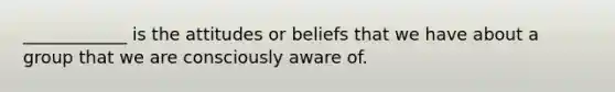 ____________ is the attitudes or beliefs that we have about a group that we are consciously aware of.