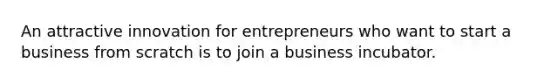 An attractive innovation for entrepreneurs who want to start a business from scratch is to join a business incubator.