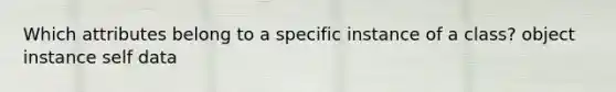 Which attributes belong to a specific instance of a class? object instance self data