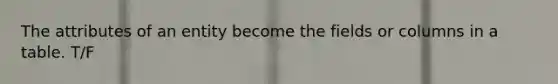 The attributes of an entity become the fields or columns in a table. T/F