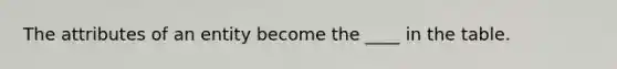 The attributes of an entity become the ____ in the table.