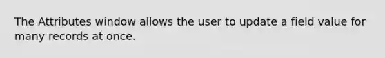 The Attributes window allows the user to update a field value for many records at once.