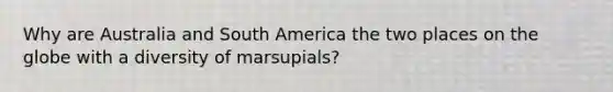 Why are Australia and South America the two places on the globe with a diversity of marsupials?